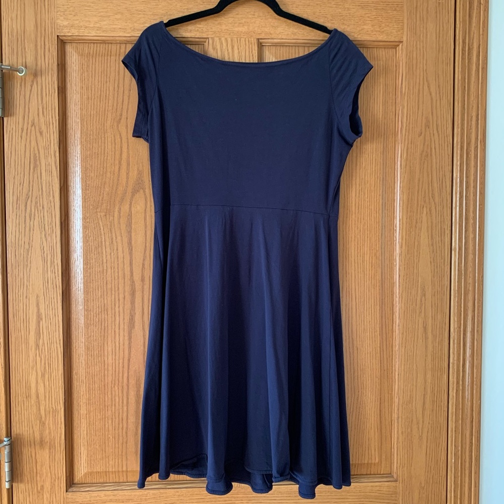 Elegantees Navy Blue Boatneck Dress